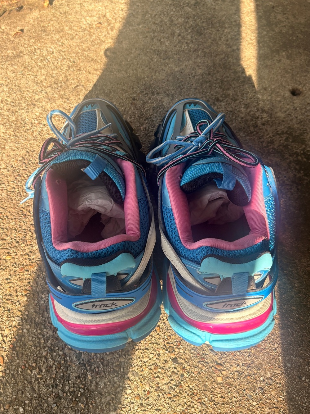 Balenciaga Blue & Pink Multi-Panel Runner Sneakers - Picture 3 of 3